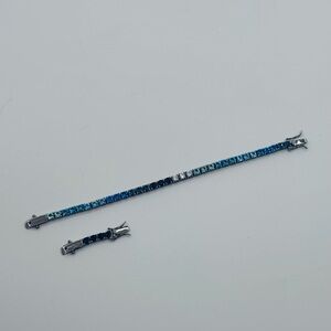 Kurt Geiger Blue Gemstone Tennis Bracelet | 7in W/ 1in Extender | Brand New